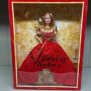 Holiday Barbie 2014 Xmas Blonde Hair Red Ballgown Fashion Doll New Sealed